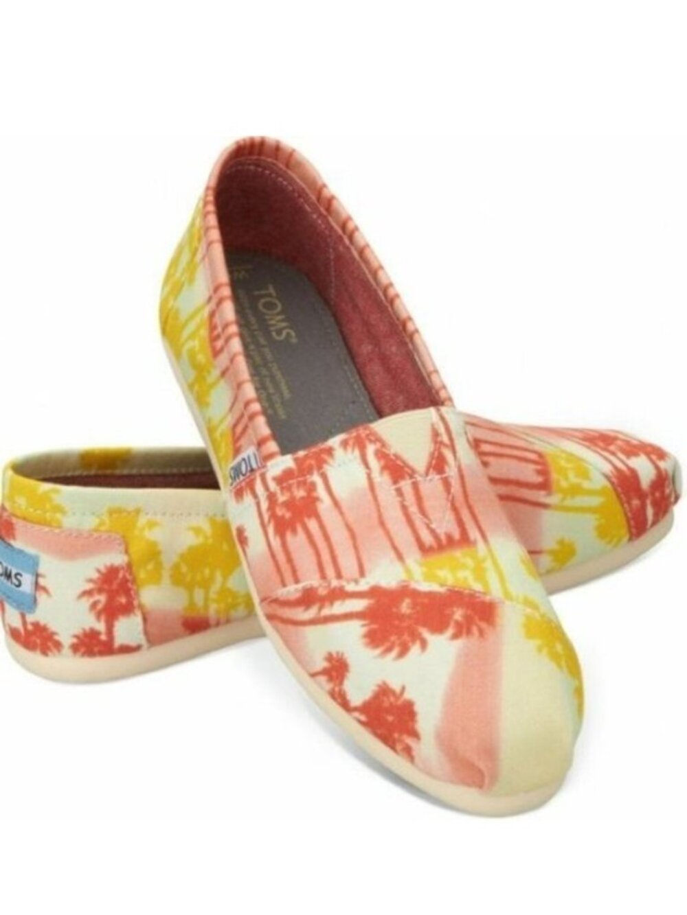 TOMS | Orange & Yellow Palm Tree Canvas Classics | Size 9W